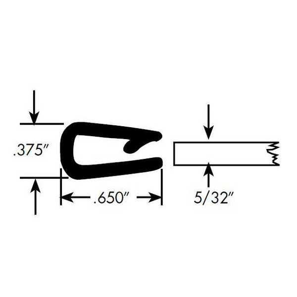 Edge Grip Seal, PVC, 50 ft Length, 0.375 in Overall Width, Style: Edge Trim
