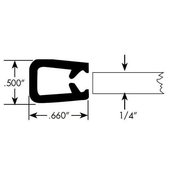 Edge Grip Seal, PVC, 10 ft Length, 0.5 in Overall Width, Style: Edge Trim
