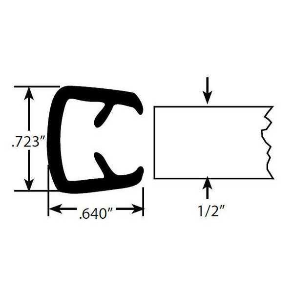 Edge Grip Seal, PVC, 10 ft Length, 0.723 in Overall Width, Style: Edge Trim
