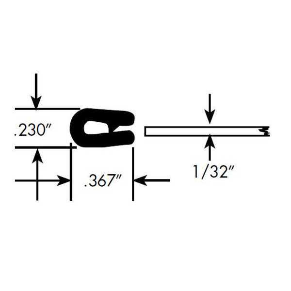 Edge Grip Seal, PVC, 10 ft Length, 0.23 in Overall Width, Style: Edge Trim
