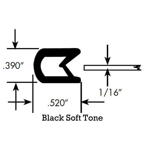 Edge Grip Seal, PVC, 50 ft Length, 0.39 in Overall Width, Style: Edge Trim