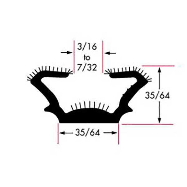 Edge Grip Seal, EPDM, 8 ft Length, 0.547 in Overall Width, Style: Window Channel