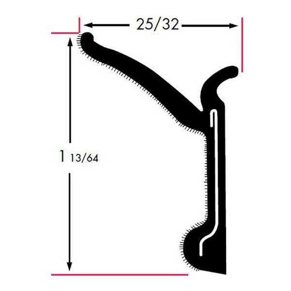 Edge Grip Seal, Rubber, 8 ft Length, 0.781 in Overall Width, Style: Beltline Weatherstrip