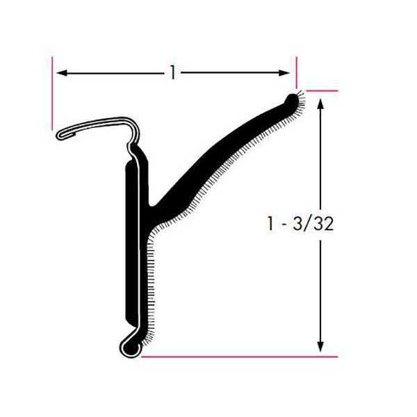 Edge Grip Seal, Rubber, 8 ft Length, 1.094 in Overall Width, Style: Beltline Weatherstrip