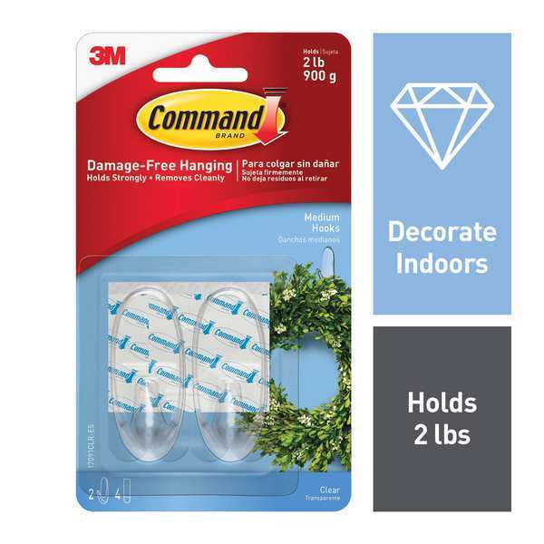 Clear Hook, Plastic, Clear, PK2