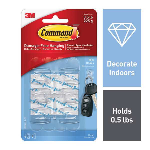 Clear Hook, Plastic, Clear, PK6