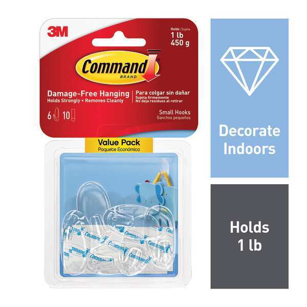Clear Hook, Plastic, Clear, PK6