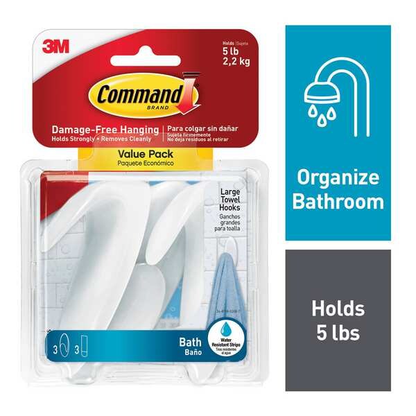 Towel Hook, Plastic, Frosted, PK3