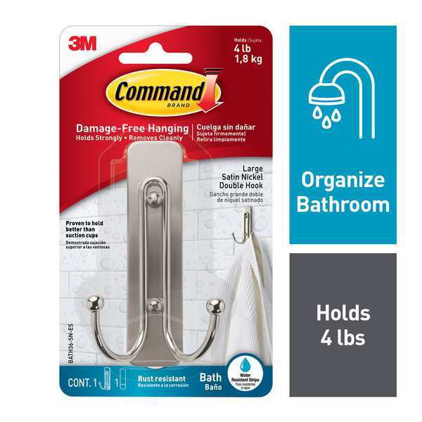 Bath Hook, Metal, Plastic, Nickel
