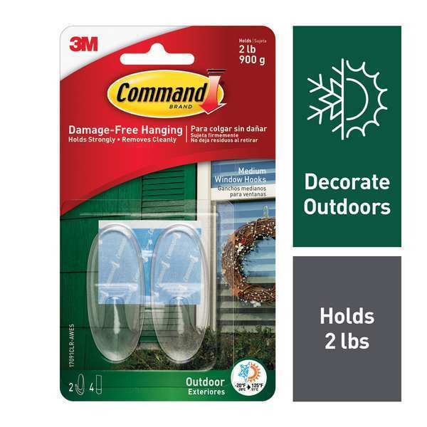 Outdoor Window Hook, Plastic, Clear, PK2