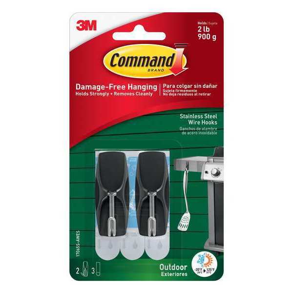 Wire Hook, Plastic, Gray, PK2