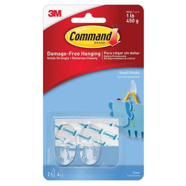 Clear Hook, Plastic, Clear, PK2