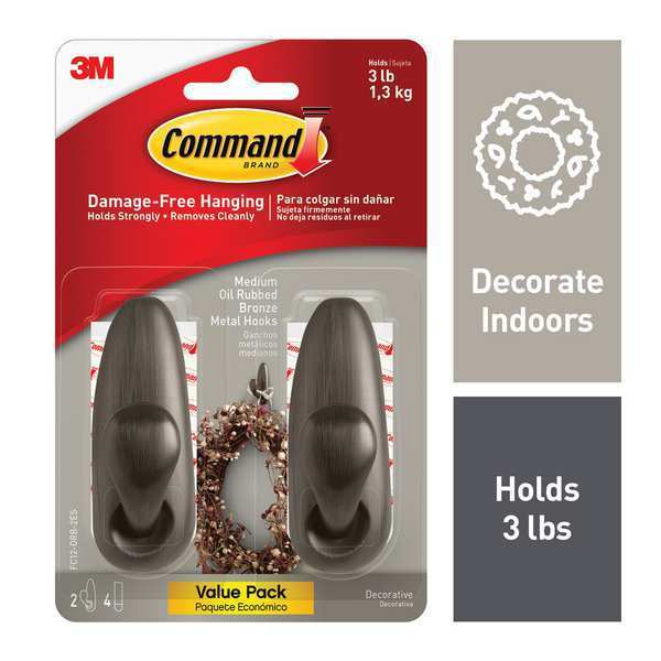 Classic Hook, Metal, Bronze, PK2