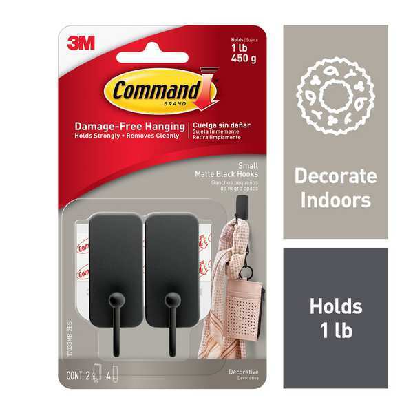 Utility Hook, Metal, Black, PK2
