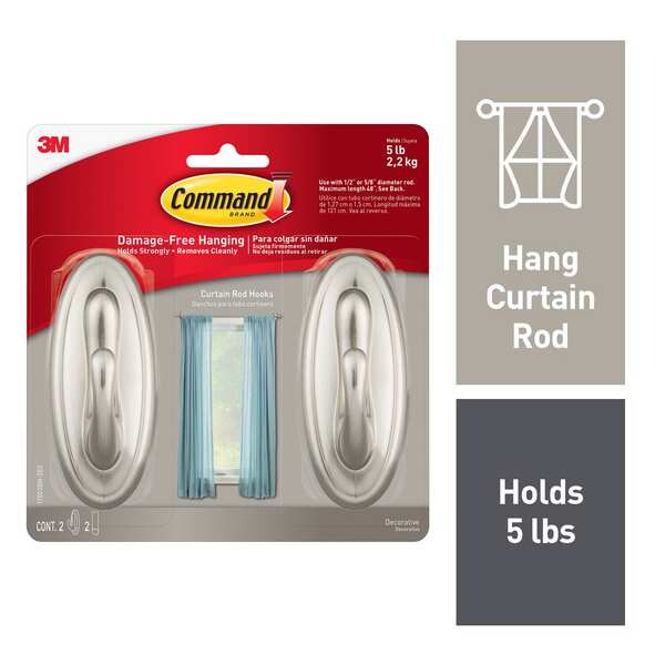 Large Traditional Hook, Metal, Nickel, PK2