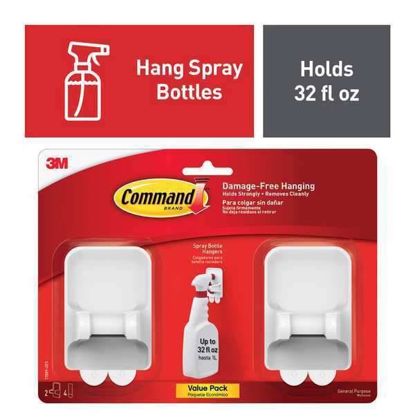Spray Bottle Hanger, Plastic, White, PK2