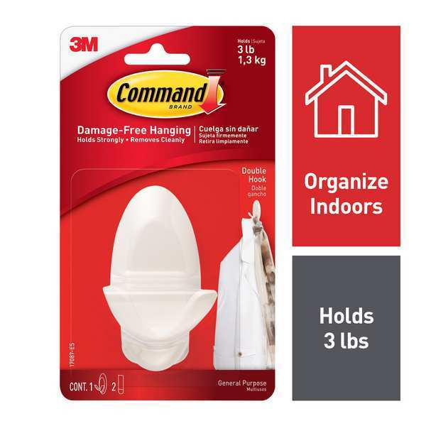 Command Hook, Plastic, White,