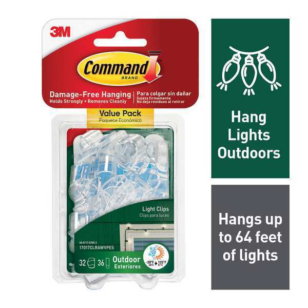 Light Clip, Plastic, Clear, PK32