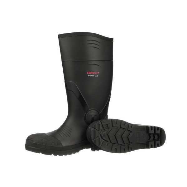 Black PVC SafetyToe Boot, Men's, 8, PR