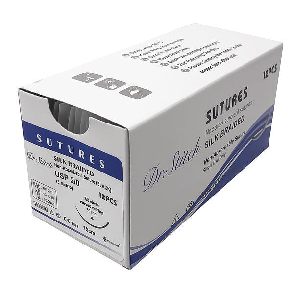 Training Sutures with Thread, Silk, 2/0
