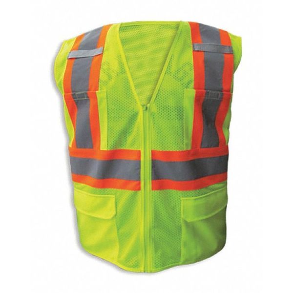 Safety Vest, Lime, FR, Org stripe, Zppr-5XL