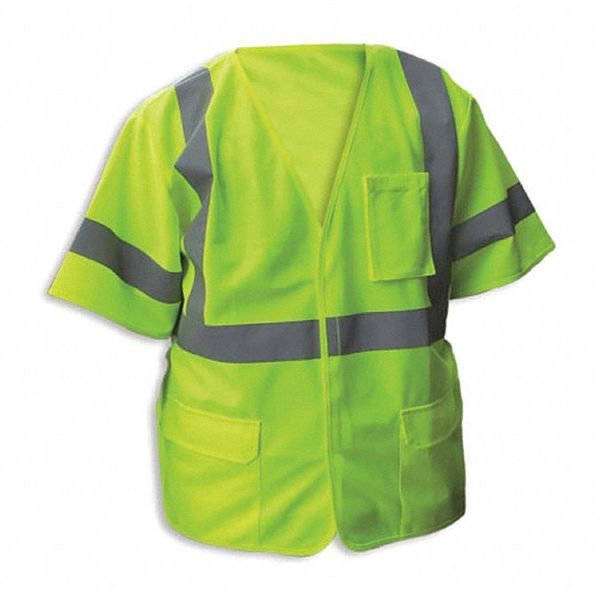Safety Vest, Lime, Cls3, SlvStripe, 2XL