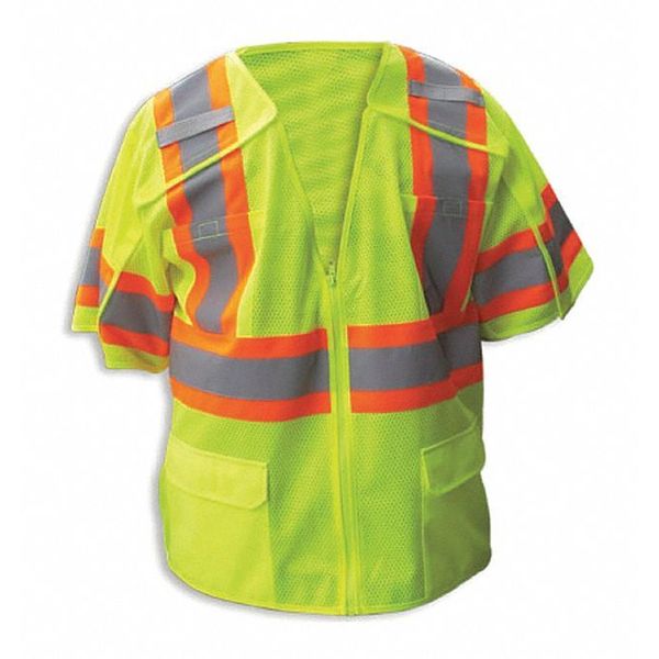 Safety Vest, Lime, Cls3, 5pt Brkawy, XL