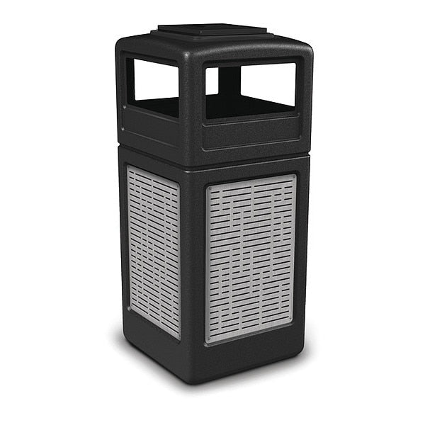 Waste Bin Ashtray Lid SS, Black 42 gal.