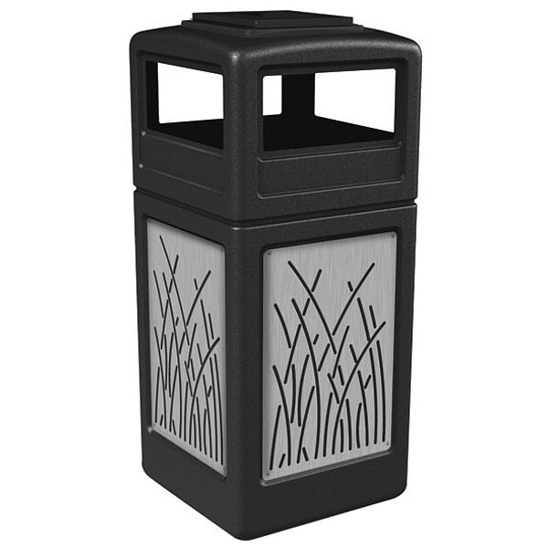 Waste Bin Ashtray Lid SS, Black 42 gal.