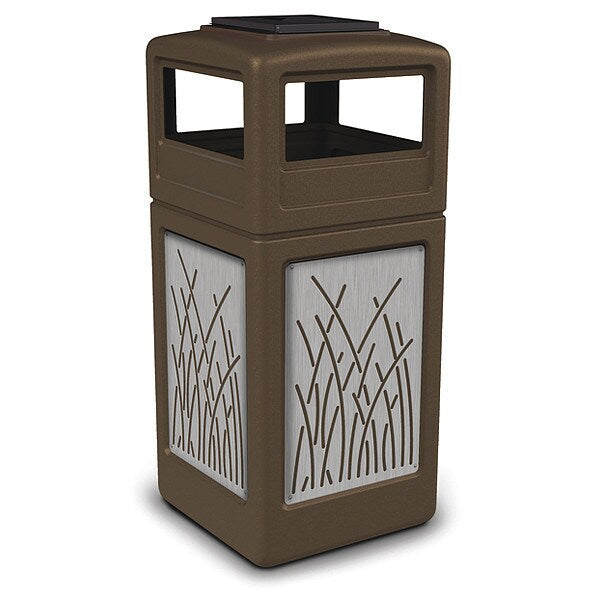 Waste Bin Ashtray Lid SS, Brown 42 gal.
