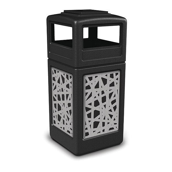 Waste Bin Ashtray Lid SS, Black 42 gal.