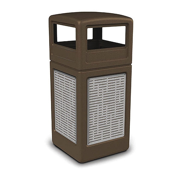 42 gal Trash Can, Brown, Stainless Steel