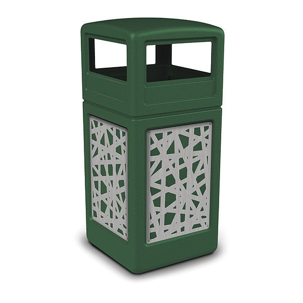 42 gal Trash Can, Green, Stainless Steel