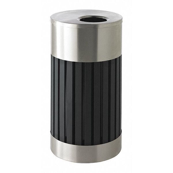 Riverview 1 Trash Bin, Blk, SS, 25 gal.