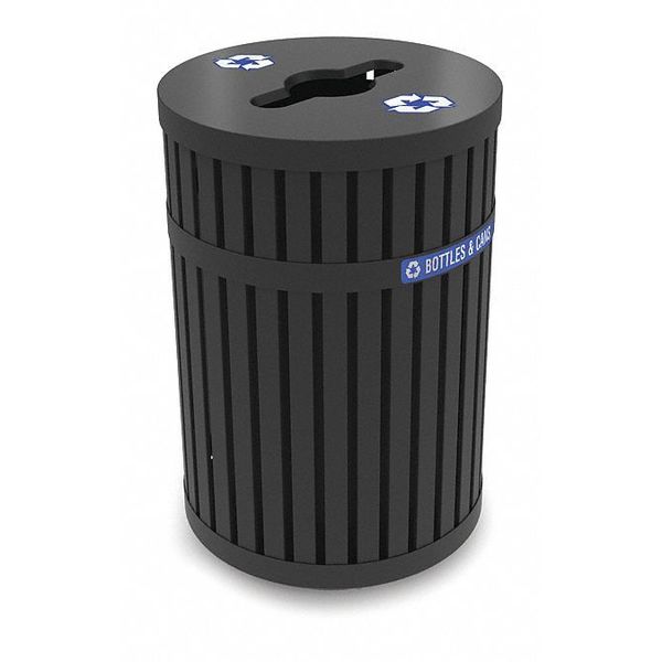 45 gal Recycling Bin, Black, Steel