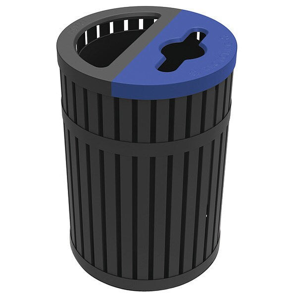 45 gal Recycling Bin, Blue, Steel