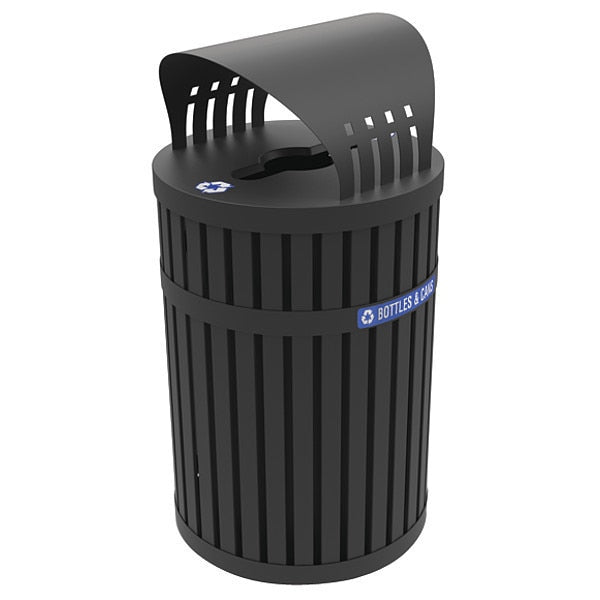 45 gal Recycling Bin, Black, Steel