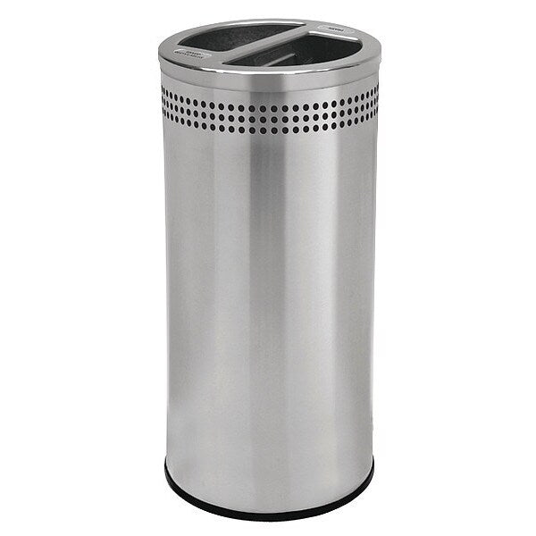 20 gal Recycling Bin, Silver, Steel