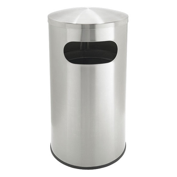15 gal Trash Can, Silver, Stainless Steel