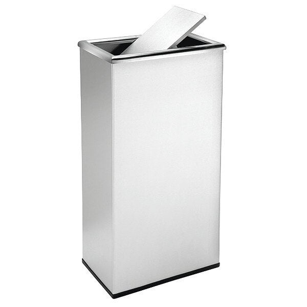Rectangular Waste Receptacl, SS, 13.5 gal., Silver, Stainless Steel