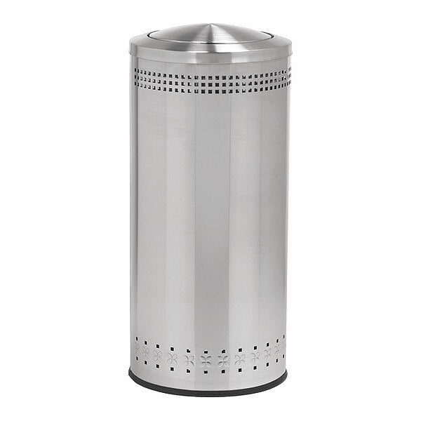 Imprinted Swvl Lid Waste Bin, 25 gal., SS