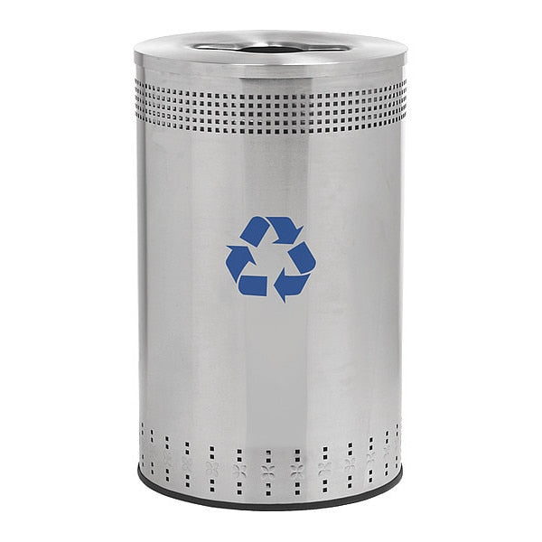 45 gal Recycling Bin, Silver, Stainless Steel