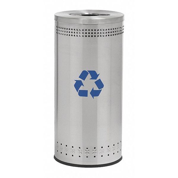 25 gal Recycling Bin, Silver, Stainless Steel