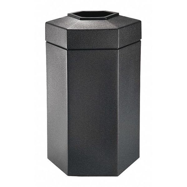 50 gal Hexagon Trash Can, Black