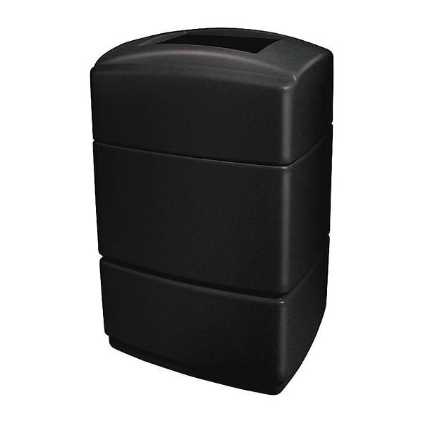 40 gal Rectangular Trash Can, Black