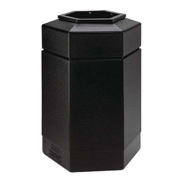30 gal Hexagon Trash Can, Black
