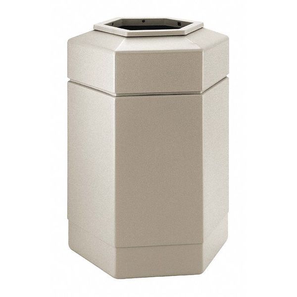 30 gal Hexagon Trash Can, Beige