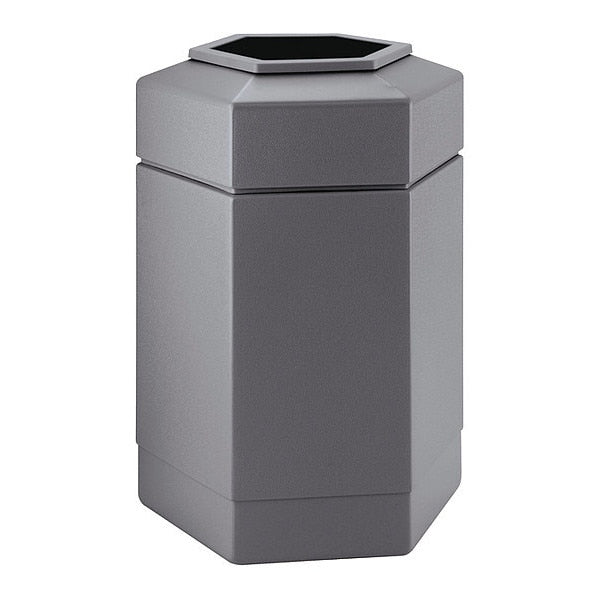 30 gal Hexagon Trash Can, Gray