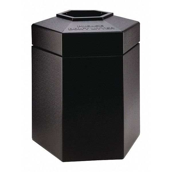 45 gal Hexagon Trash Can, Black