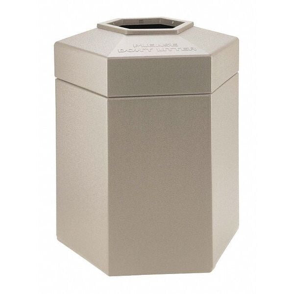45 gal Hexagon Trash Can, Beige